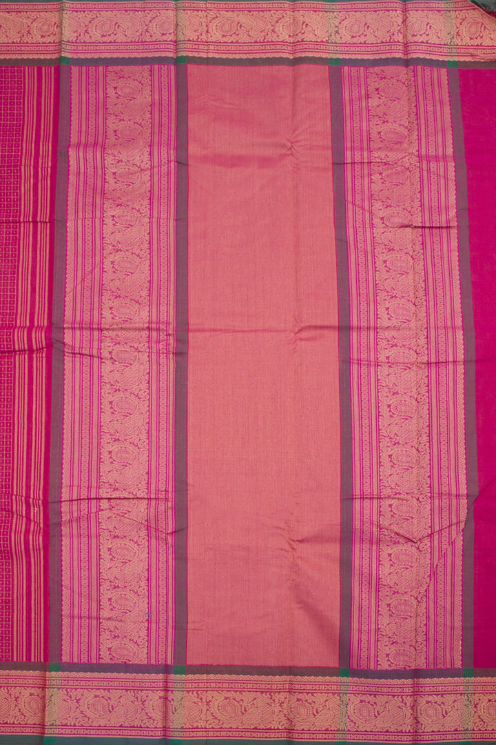 Pink Handwoven Kanchi Cotton Saree 10060871