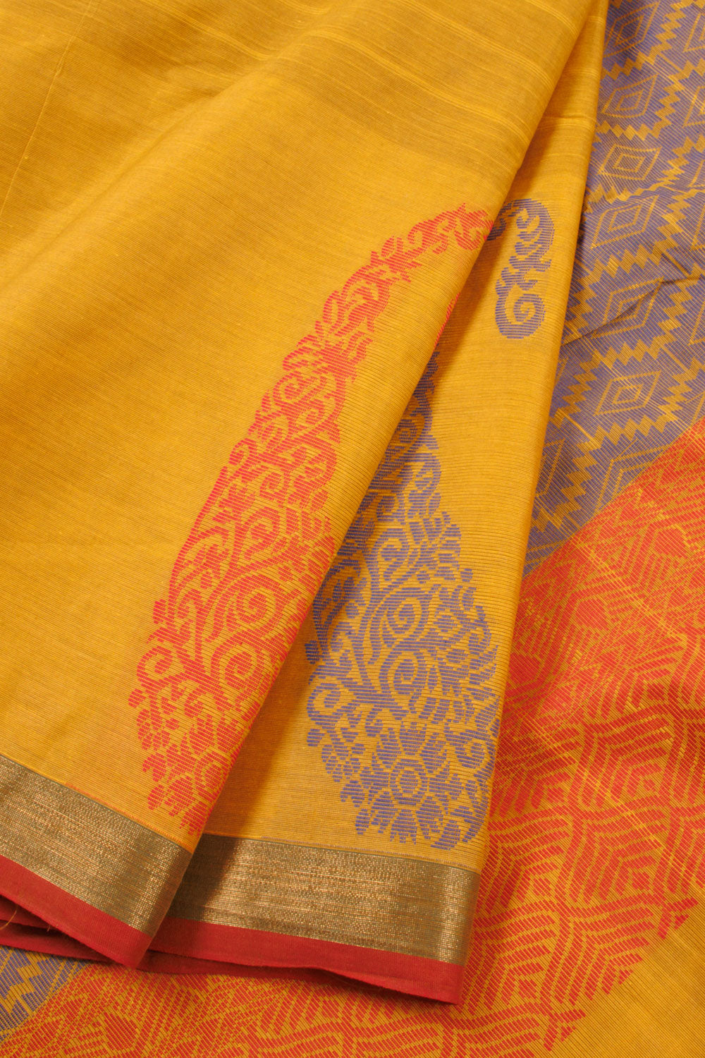 Cyber Yellow Handwoven Kovai Cotton Saree 10059929