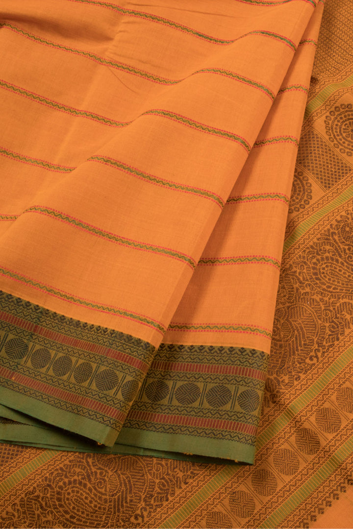 Chrome Yellow Handwoven Kanchi Cotton Saree 10059978