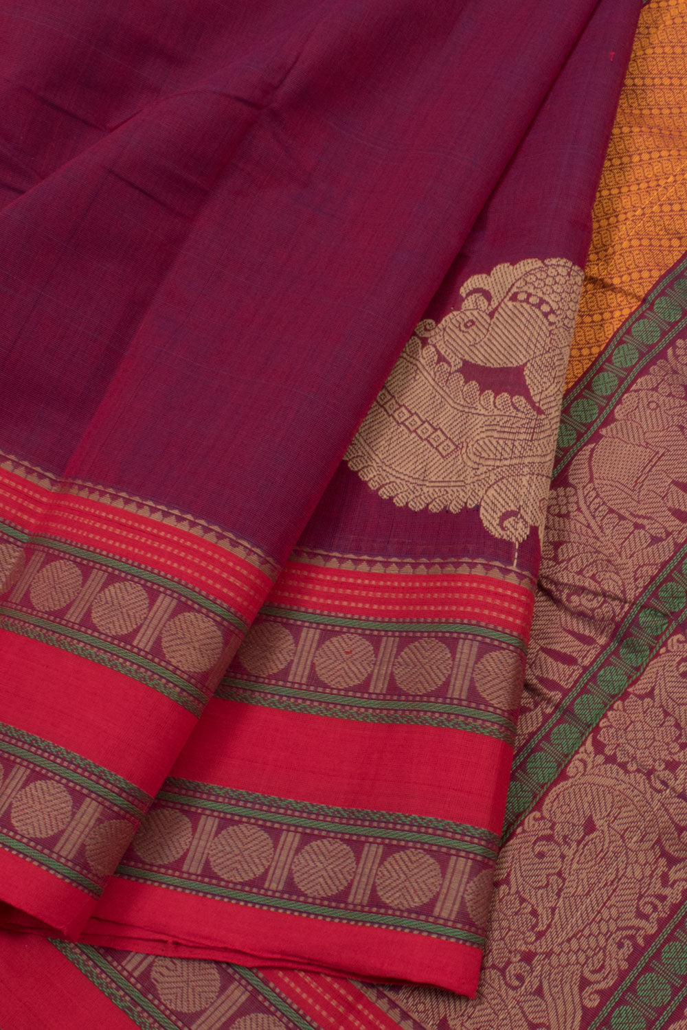 Magenta Handloom Kanchi Cotton Saree 10059550