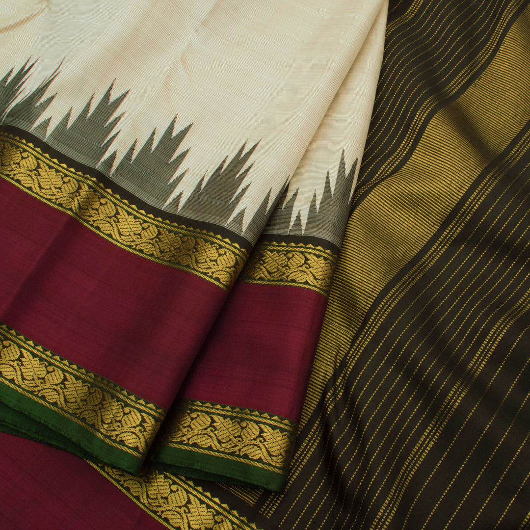 Handloom Pure Zari Korvai Kanjivaram Silk Saree 10056241