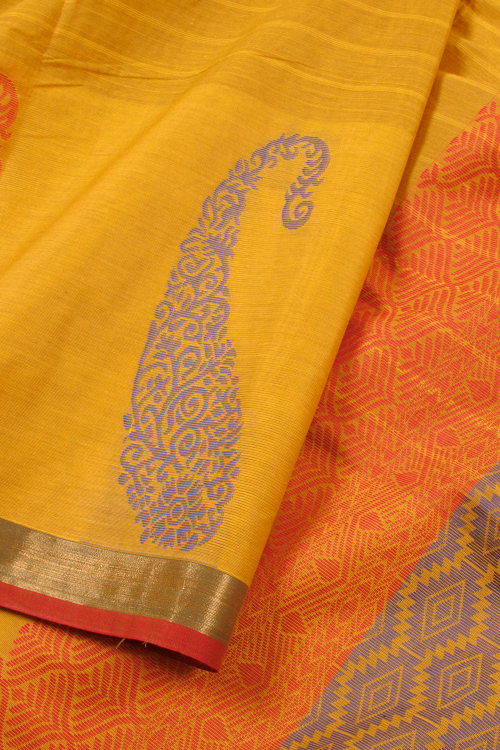 Cyber Yellow Handwoven Kovai Cotton Saree 10059929