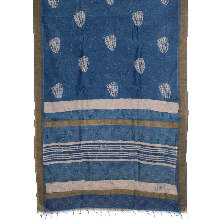 Hand Block Printed Indigo Silk Cotton Saree10040221