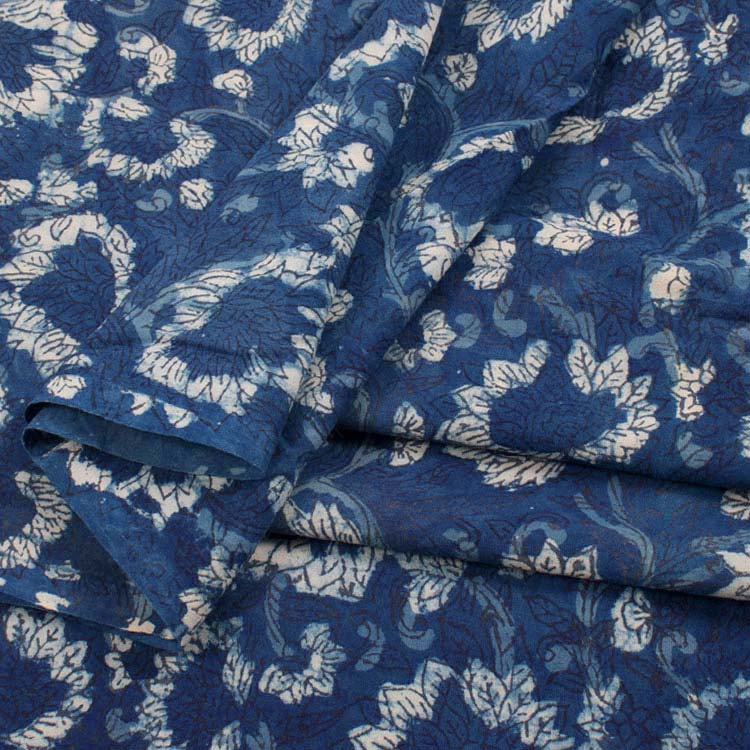 Bagru Printed Cotton Indigo Dye Kurta Material 10040910