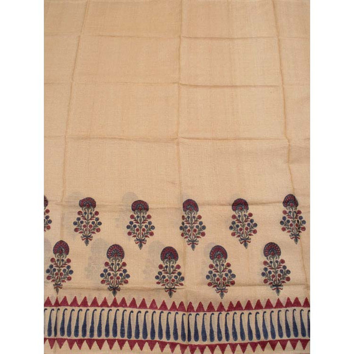 Hand Block Printed Tussar Silk Saree 10038982