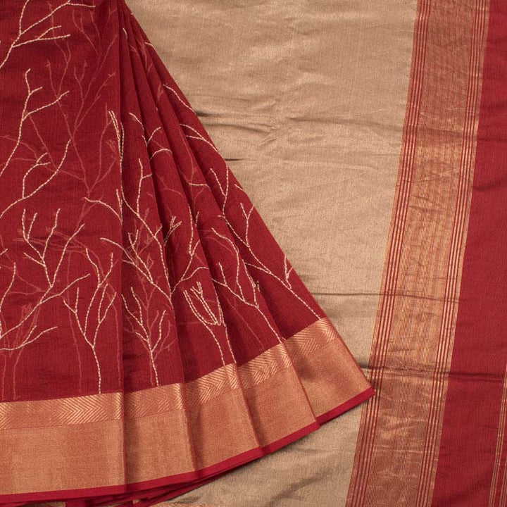 Hand Embroidered Maheshwari Silk Cotton Saree 10044128